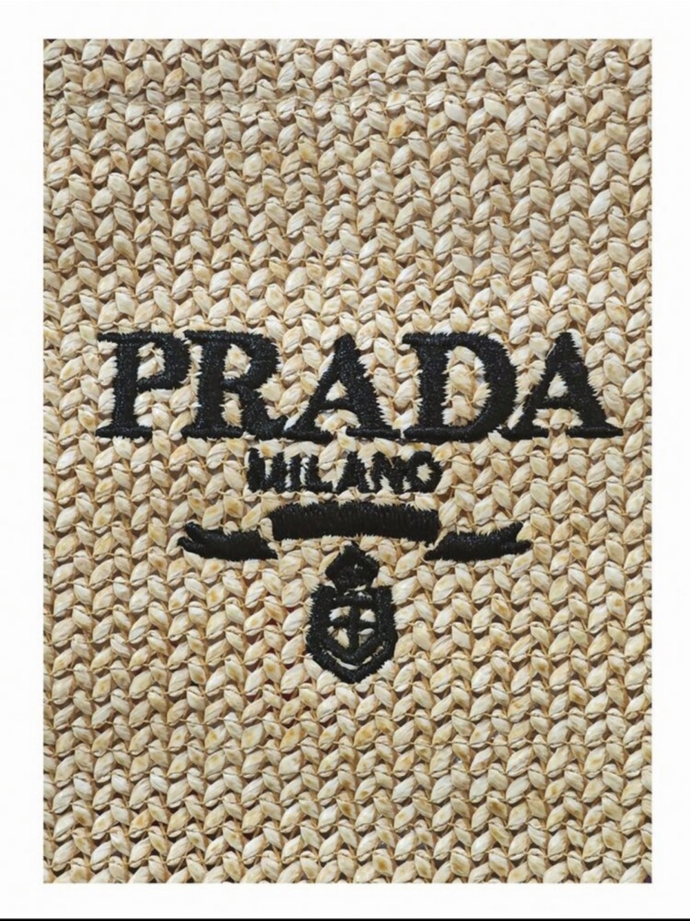 Prada Raffia Tote Bag with Black Logo - Picture 6 of 9
